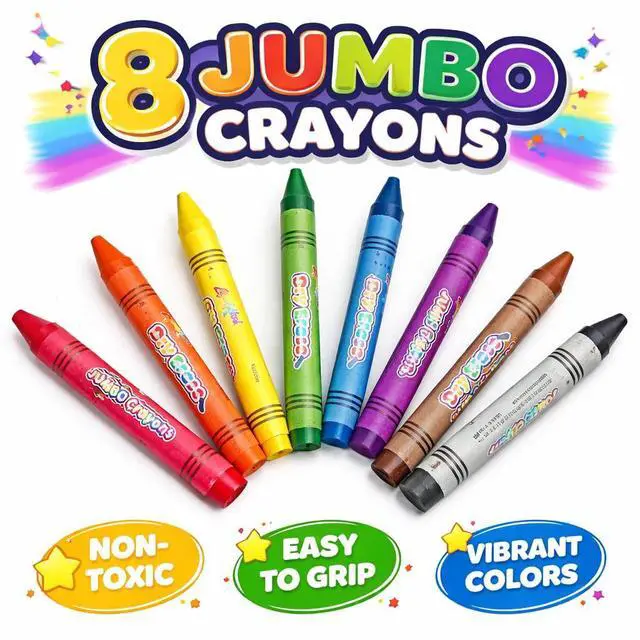 Alt view image 4 of 4 - 8-Pack Jumbo Dry Erase Crayons Assorted Vibrant Colors Non-Toxic Easy-Wipe Whiteboard Crayons for Kids, School & Home Large Grip Drawing Set for Dry Erase Surfaces