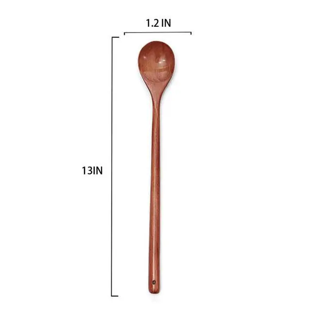 Alt view image 2 of 4 - 2 PCS 13 Inch Long Handle Wooden Cooking Spoons, Long Stirring Spoons Mixing Spoon Soup Mixing Kitchen Tools Wooden Utensils