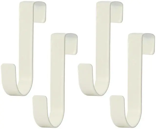 Main image of Over Cabinet Door Hooks, 4 Pack Heavy Duty Metal J-Hooks for Kitchen, Bathroom, Laundry Room, Cabinet Hooks for Hanging, Hold Up to 7 lbs, Space-Saving Organizer - White