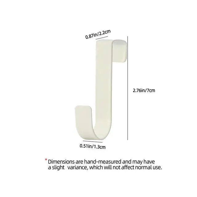 Alt view image 2 of 7 - Over Cabinet Door Hooks, 4 Pack Heavy Duty Metal J-Hooks for Kitchen, Bathroom, Laundry Room, Cabinet Hooks for Hanging, Hold Up to 7 lbs, Space-Saving Organizer - White