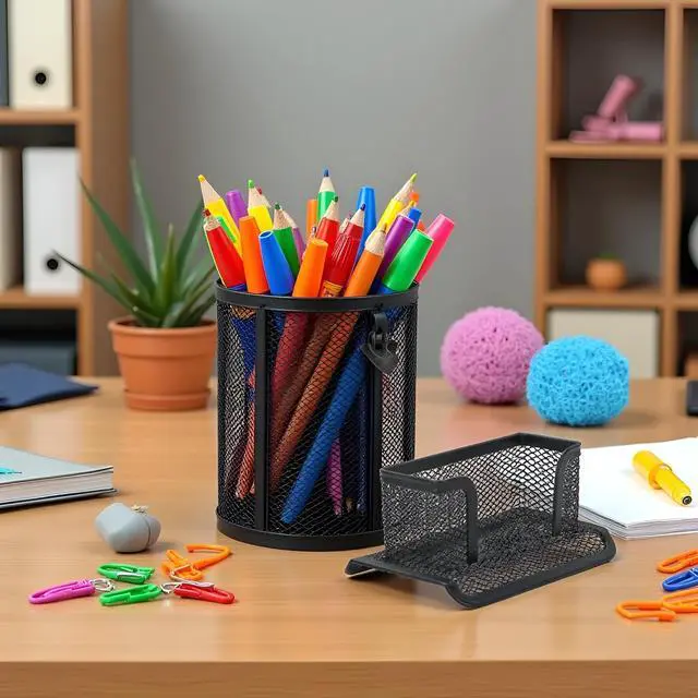 Alt view image 3 of 7 - Black Business Card Holder, Metal Mesh Business Card Holder, Credit Name Card Case, Office Card Collection Organizers Desk Storage Stand Index Card Filing Products Office and School Supplies