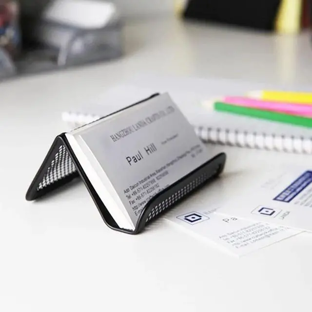 Alt view image 7 of 7 - Black Business Card Holder, Metal Mesh Business Card Holder, Credit Name Card Case, Office Card Collection Organizers Desk Storage Stand Index Card Filing Products Office and School Supplies