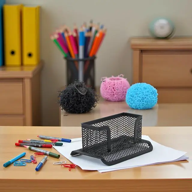 Alt view image 5 of 7 - Black Business Card Holder, Metal Mesh Business Card Holder, Credit Name Card Case, Office Card Collection Organizers Desk Storage Stand Index Card Filing Products Office and School Supplies