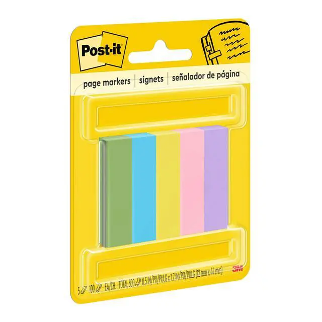 Alt view image 3 of 7 - Page Markers, 1/2-inch x 1-3/4 Inch, Ideal for Temporary Marking and Noting In Books, Assorted Ultra Colors, 500 per Pack