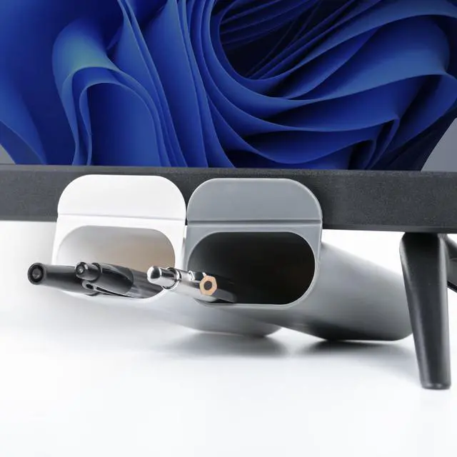 Alt view image 2 of 7 - 2 Pack Deskside Pen Holder - Optimize Your Space with Our Attachable Pencil Holder for Desk - Desk Pen Holder with Self-Adhesive and Rotatable Attacher