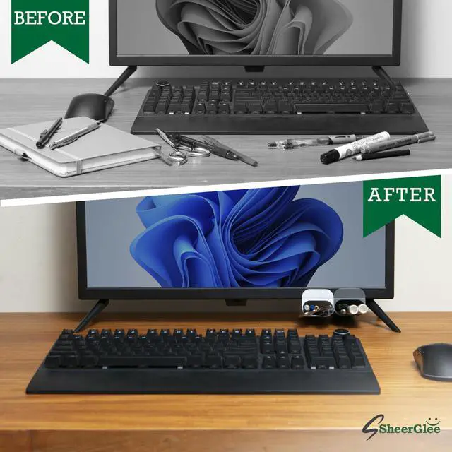 Alt view image 5 of 7 - 2 Pack Deskside Pen Holder - Optimize Your Space with Our Attachable Pencil Holder for Desk - Desk Pen Holder with Self-Adhesive and Rotatable Attacher