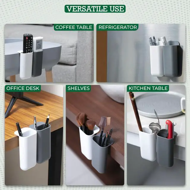 Alt view image 6 of 7 - 2 Pack Deskside Pen Holder - Optimize Your Space with Our Attachable Pencil Holder for Desk - Desk Pen Holder with Self-Adhesive and Rotatable Attacher