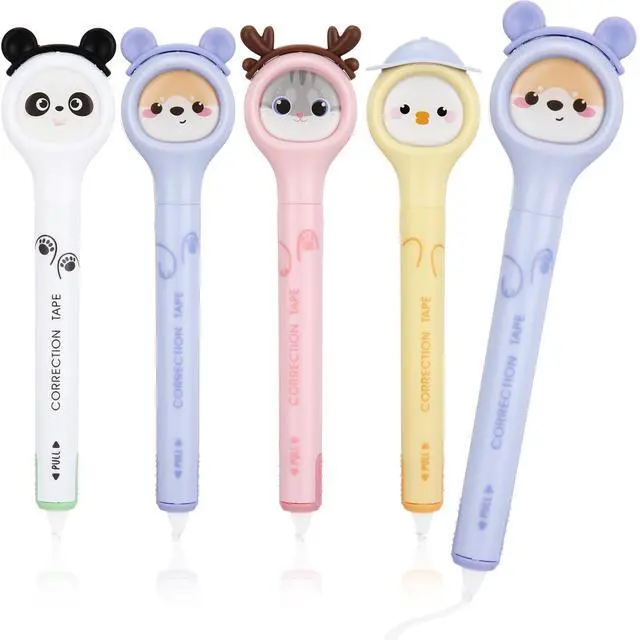 Main image of 4 Pcs Cute Correction Tape Pen for Instant Correction Cartoon Correction Tape Easy to Use Pen Shaped Applicator Kawaii Birthday Gifts for Women Office Supplies Small Gift Animal Lovers