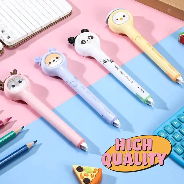 Alt view image 3 of 6 - 4 Pcs Cute Correction Tape Pen for Instant Correction Cartoon Correction Tape Easy to Use Pen Shaped Applicator Kawaii Birthday Gifts for Women Office Supplies Small Gift Animal Lovers