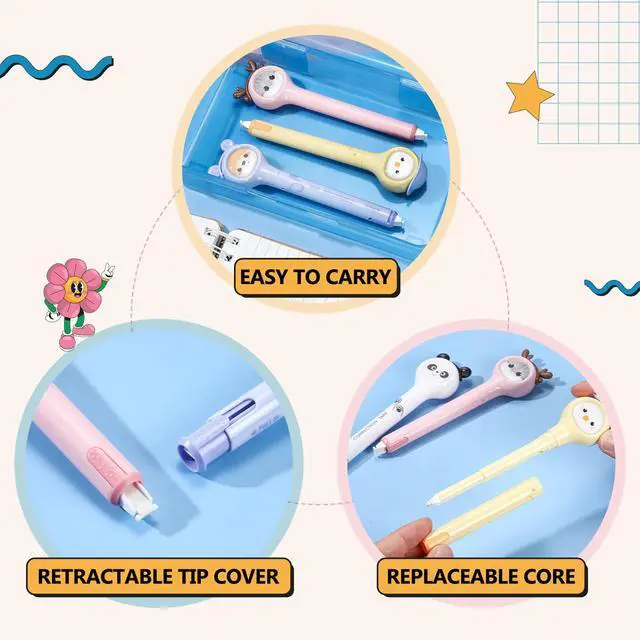 Alt view image 5 of 6 - 4 Pcs Cute Correction Tape Pen for Instant Correction Cartoon Correction Tape Easy to Use Pen Shaped Applicator Kawaii Birthday Gifts for Women Office Supplies Small Gift Animal Lovers