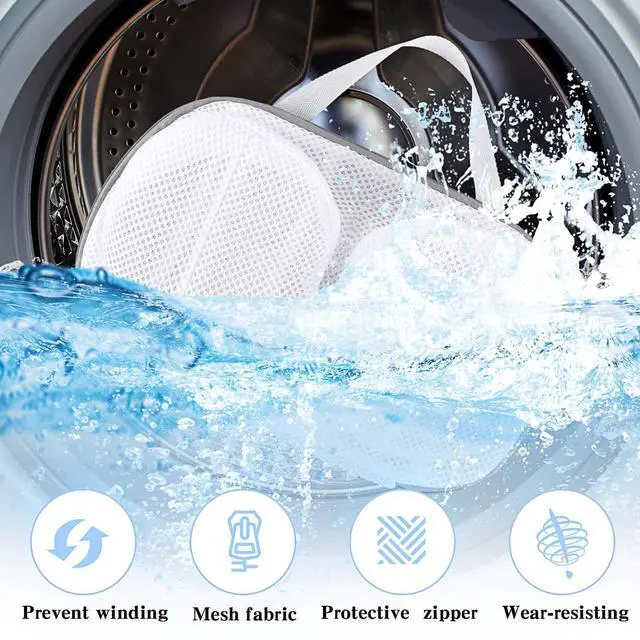 Alt view image 5 of 7 - 2 Pcs Bra Washing Bags for Laundry, Bra Bags for Washing Machine Lingerie Wash Dryer Bag Non-Deform 3D Protective Bracket Case with Handle Zipper for Women Laundry Storage Washing Delicates
