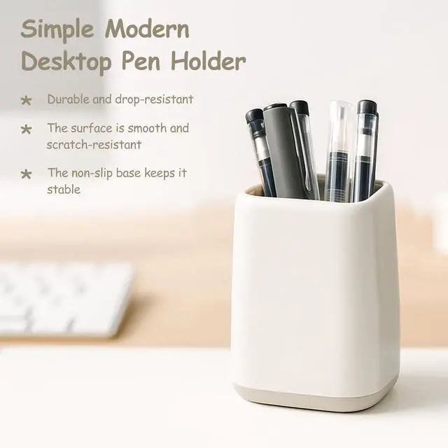 Alt view image 2 of 7 - 2-Pack Gray Desk Pen Holder Stand, Simple Modern Desktop Organizer for Pens, Makeup Brushes, Study, Home, and Office Use
