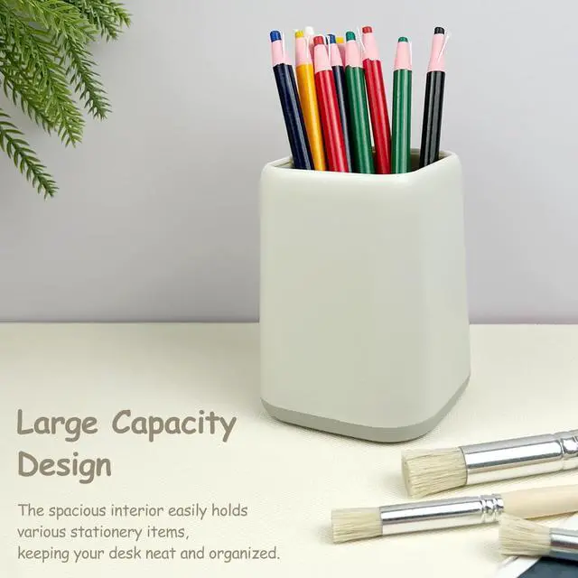 Alt view image 4 of 7 - 2-Pack Gray Desk Pen Holder Stand, Simple Modern Desktop Organizer for Pens, Makeup Brushes, Study, Home, and Office Use