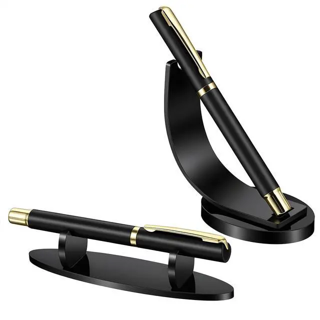 Main image of 2Pcs Acrylic Pen Display Stand, Black Acrylic Single Pen Holder Fountain Pens Holder Paintbrush Drying Rack for Home Office