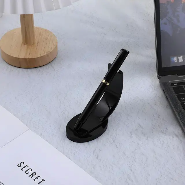 Alt view image 5 of 7 - 2Pcs Acrylic Pen Display Stand, Black Acrylic Single Pen Holder Fountain Pens Holder Paintbrush Drying Rack for Home Office