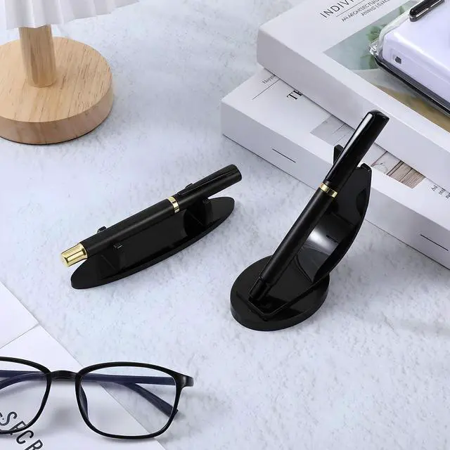 Alt view image 6 of 7 - 2Pcs Acrylic Pen Display Stand, Black Acrylic Single Pen Holder Fountain Pens Holder Paintbrush Drying Rack for Home Office