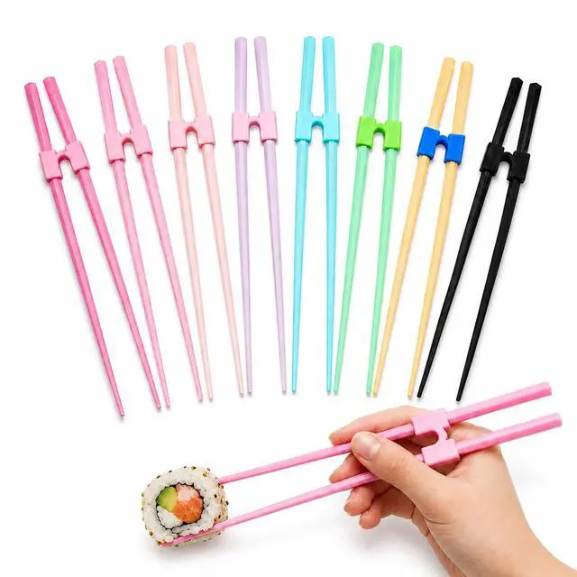 Main image of 8 Pairs Reusable Training Kid Adult Chopsticks and Trainers for Beginners, 9.45 Inch Fiberglass Japanese Training Chopsticks Helpers Set, Reusable, Dishwasher Safe, Non-Slip, Easy to Use Chop sticks