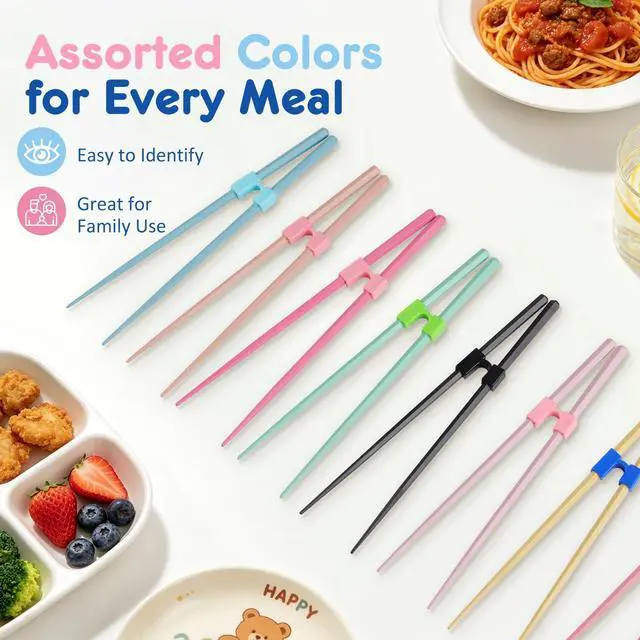 Alt view image 3 of 7 - 8 Pairs Reusable Training Kid Adult Chopsticks and Trainers for Beginners, 9.45 Inch Fiberglass Japanese Training Chopsticks Helpers Set, Reusable, Dishwasher Safe, Non-Slip, Easy to Use Chop sticks