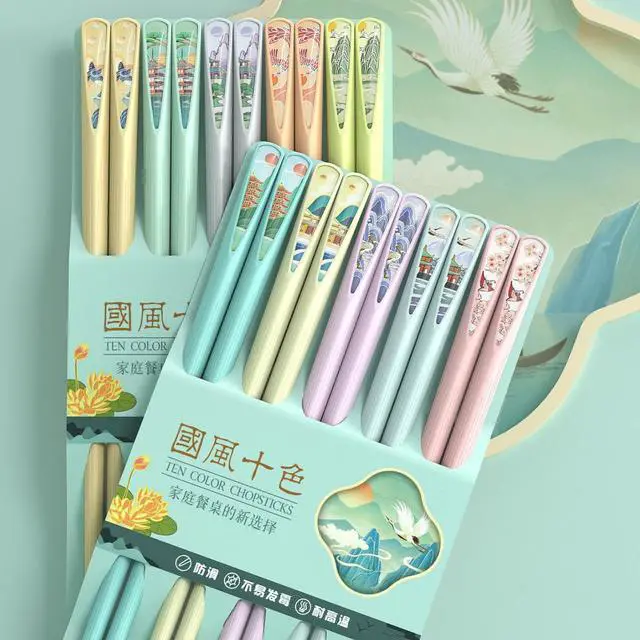 Alt view image 2 of 6 - Reusable Fiberglass Chopsticks, 10 Pairs, Non-Slip, Dishwasher Safe (Round)