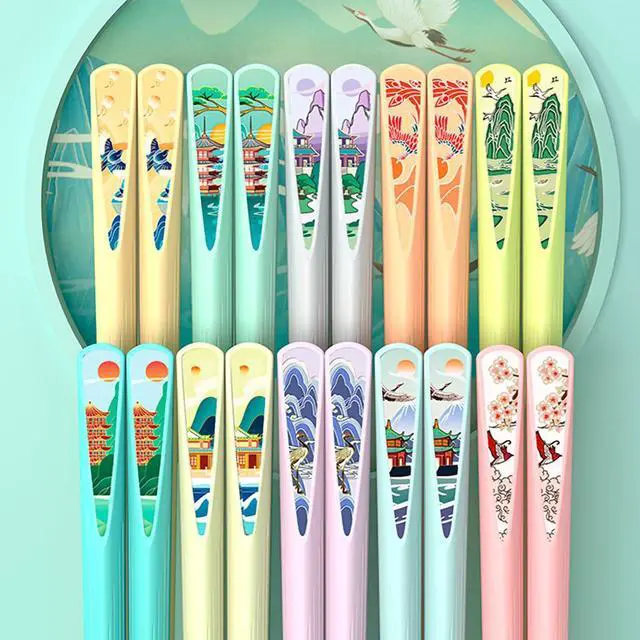 Alt view image 3 of 6 - Reusable Fiberglass Chopsticks, 10 Pairs, Non-Slip, Dishwasher Safe (Round)