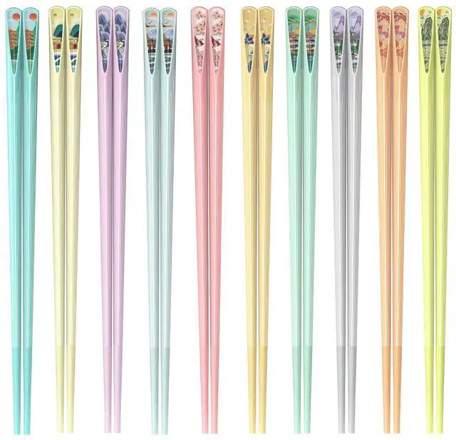 Main image of Reusable Fiberglass Chopsticks, 10 Pairs, Non-Slip, Dishwasher Safe (Round)