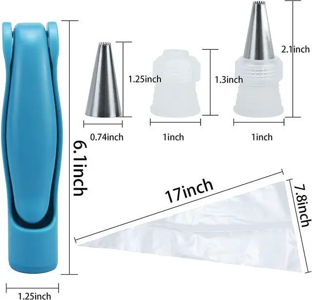 Alt view image 2 of 7 - Pastry DIY Cake Decorating Pen, Xafissy Cake Decorating Pen Tool Kit Blue DIY Cake Decor Pen Supplies with 4 Different-Shaped Nibs, 4 Nozzles Decorative Bags and 2 Couplers