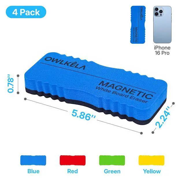 Alt view image 2 of 7 - Jumbo 4 Pcs Magnetic Dry Erase Erasers, Whiteboard Erasers for School, Office, Home, Classroom, 4 Color