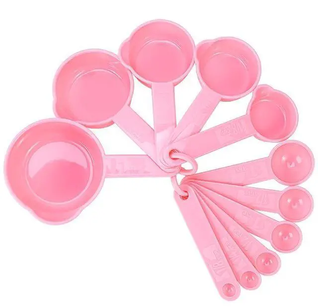 Main image of Pink Measuring Cups and Spoons Set, Plastic Measuring Cups and Spoons Set for Baking & Kitchen, Metric & US 5 Measure Cup and 6 Measure Spoon for Kids
