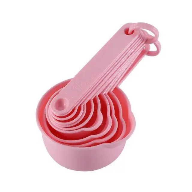 Alt view image 2 of 6 - Pink Measuring Cups and Spoons Set, Plastic Measuring Cups and Spoons Set for Baking & Kitchen, Metric & US 5 Measure Cup and 6 Measure Spoon for Kids