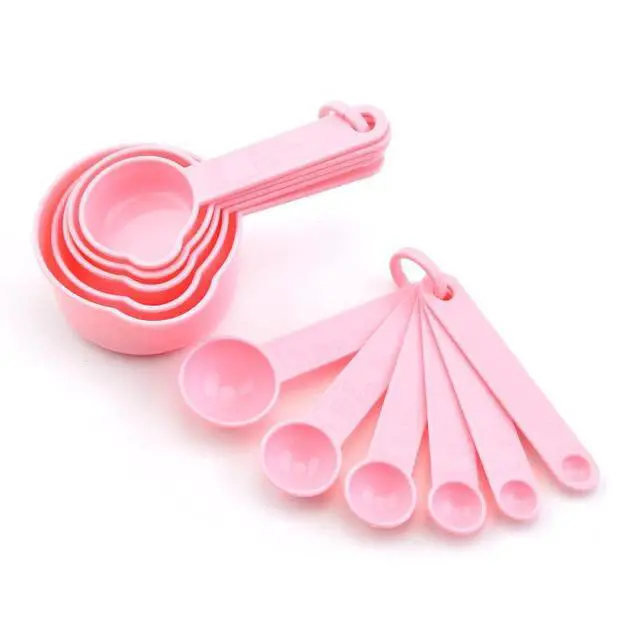 Alt view image 3 of 6 - Pink Measuring Cups and Spoons Set, Plastic Measuring Cups and Spoons Set for Baking & Kitchen, Metric & US 5 Measure Cup and 6 Measure Spoon for Kids
