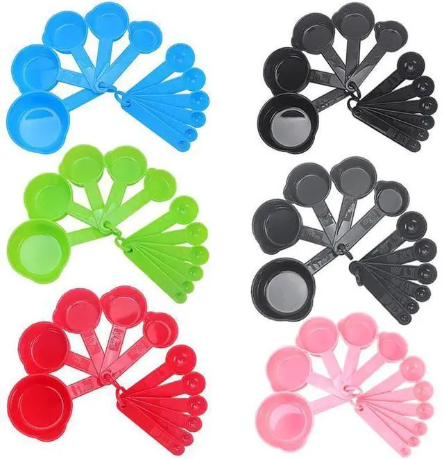 Alt view image 4 of 6 - Pink Measuring Cups and Spoons Set, Plastic Measuring Cups and Spoons Set for Baking & Kitchen, Metric & US 5 Measure Cup and 6 Measure Spoon for Kids