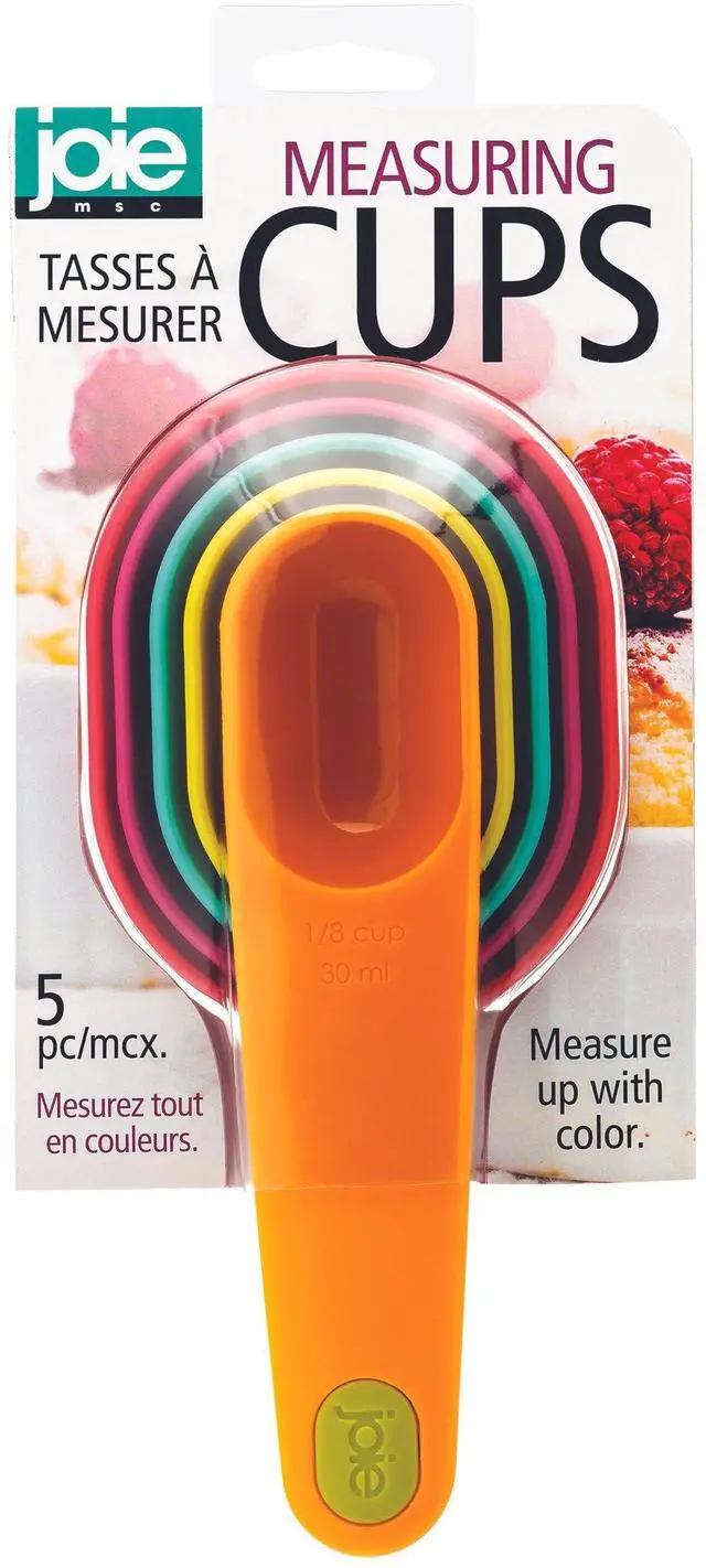 Main image of Measuring Cups Set, Plastic, Assorted Colors, Baking, Cooking, Measure, Cakes, Cookies, Pies, 5 pc