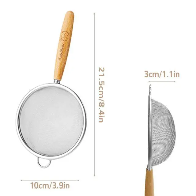 Alt view image 2 of 7 - 1 Pack Fine Mesh Strainer whit Hanlde,40 Mesh Stainless Steel Kitchen Strainer for Sifting, Draining Pasta, Straining Juice and Egg Whites