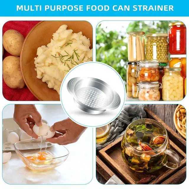 Alt view image 3 of 7 - 2 Pcs Stainless Steel Can Strainer - Tuna Press, Food Sieve, Oil Drainer Remover, Metal Lid Canning Colander, Filter for Canned Vegetables and Beans - Kitchen Supplies