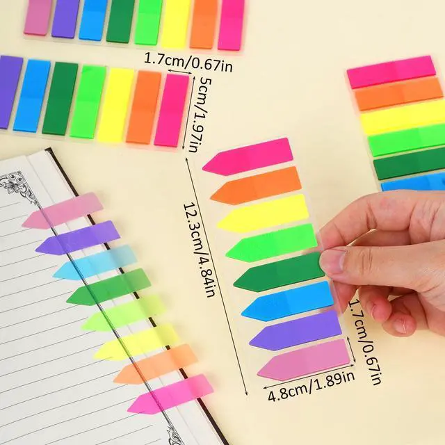 Alt view image 2 of 7 - 2000Pcs Page Markers Bright Sticky Tabs Translucent Arrow Flags Sticky Notes Flags Fluorescent Index Stickers for Textbooks Studying Work Organization