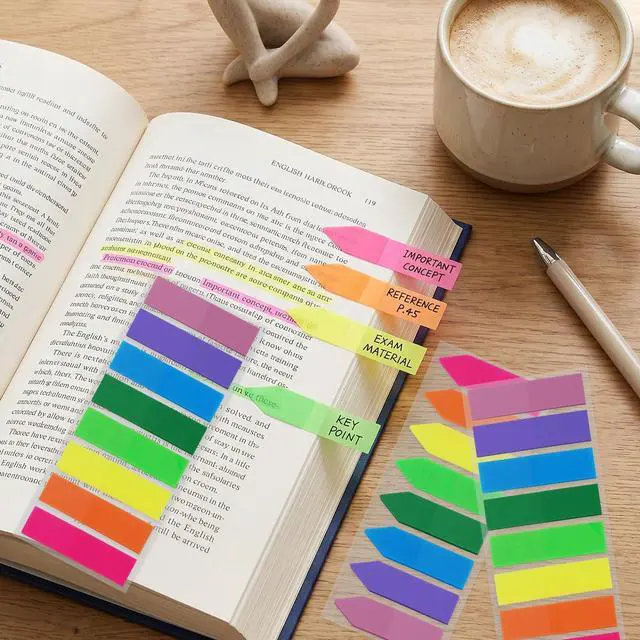 Alt view image 3 of 7 - 2000Pcs Page Markers Bright Sticky Tabs Translucent Arrow Flags Sticky Notes Flags Fluorescent Index Stickers for Textbooks Studying Work Organization