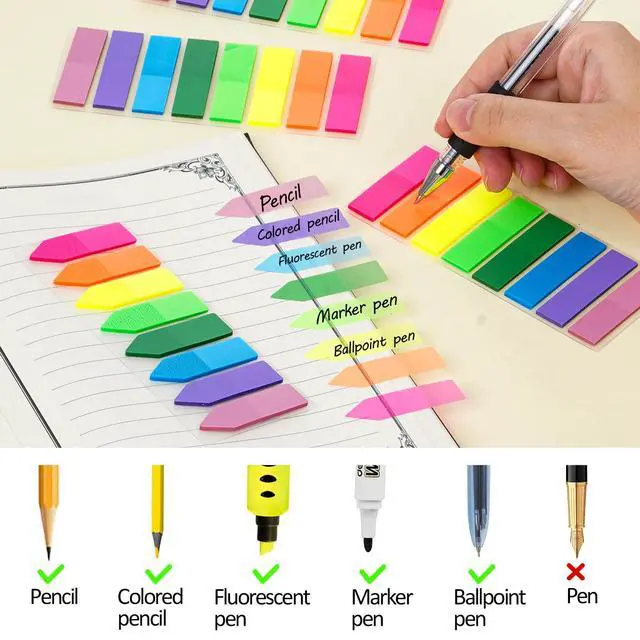 Alt view image 5 of 7 - 2000Pcs Page Markers Bright Sticky Tabs Translucent Arrow Flags Sticky Notes Flags Fluorescent Index Stickers for Textbooks Studying Work Organization