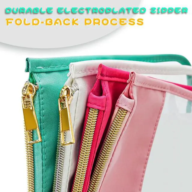 Alt view image 6 of 7 - Nylon Makeup Bag DIY Chenille Letter Clear Travel Zipper Pouch, Preppy Makeup Bag Clear Cosmetic Bag, Water-proof Makeup Travel Pouch Snack Bags for Women (White)