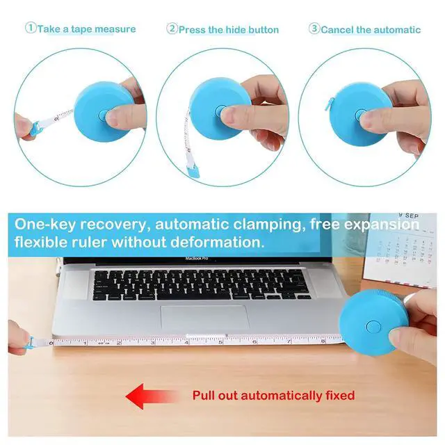 Alt view image 4 of 7 - Tape Measure, 4 Pack Soft Retractable Measuring Tape 60-Inch/150cm Double-Scale Metric Tape Measure,for Body Measuring Sewing Tailor Cloth Knitting Home Craft Measurements (Blue)