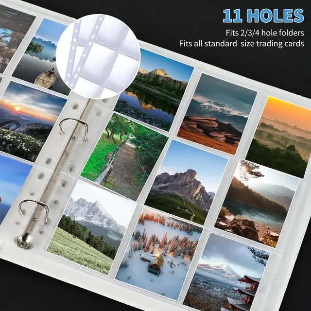 Alt view image 5 of 7 - 9 Pocket Card Sleeves, Holds 900 Cards, Trading Card Binder Sleeves, 3 Ring 9 Pocket Pages for Sports Cards, Coupons, Game Cards, 50 Pack