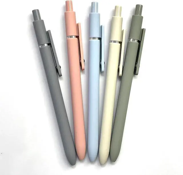 Alt view image 4 of 6 - 5 Pack Black Gel Pens - Quick Dry Ink, 0.5mm Fine Point Retractable Roller Ball, Cute Aesthetic for School, Office, Home, Diary, Gift (Style1)