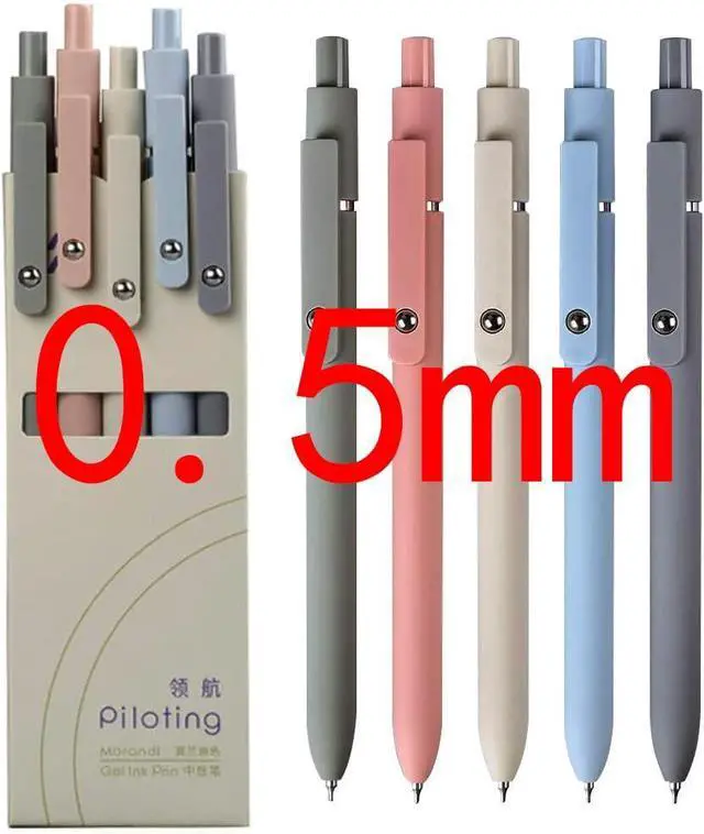 Alt view image 6 of 6 - 5 Pack Black Gel Pens - Quick Dry Ink, 0.5mm Fine Point Retractable Roller Ball, Cute Aesthetic for School, Office, Home, Diary, Gift (Style1)