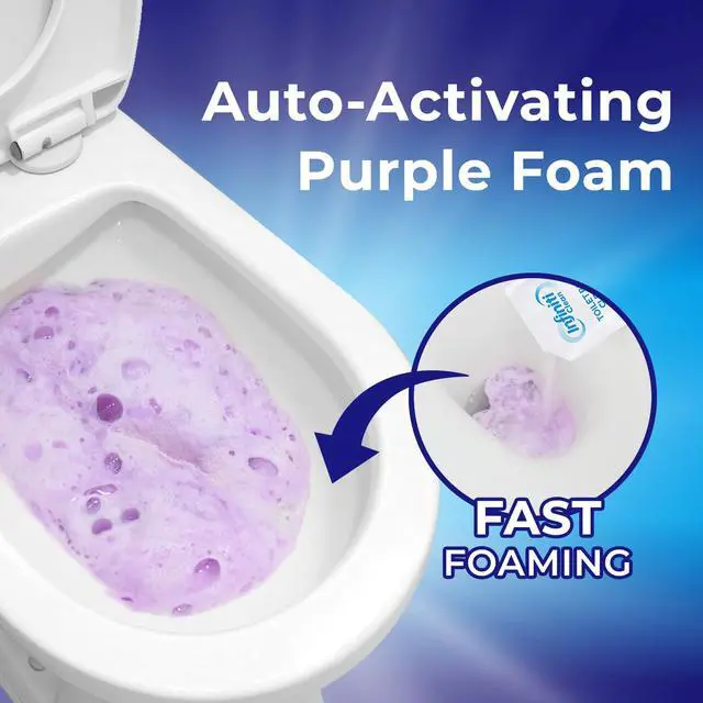 Alt view image 2 of 7 - Foaming Toilet Bowl Cleaner 10.5oz Auto-Activating Purple Foam, Removes Limescale & Odors, Lavender Scent, 3 Sachets