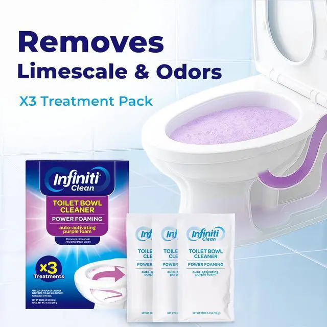 Alt view image 7 of 7 - Foaming Toilet Bowl Cleaner 10.5oz Auto-Activating Purple Foam, Removes Limescale & Odors, Lavender Scent, 3 Sachets