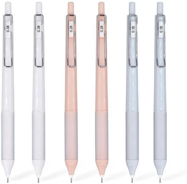 Main image of 6pcs Gel Pen set, Black Ink Pens 0.18mm /0.28mm / 0.38mm Ultra Fine point Smooth Writing Pens with Silicone Grip, Retractable Cute Pens for Journaling NoteTaking sketching drawing stationery