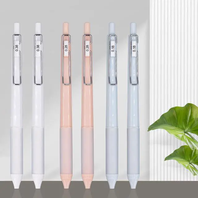 Alt view image 2 of 7 - 6pcs Gel Pen set, Black Ink Pens 0.18mm /0.28mm / 0.38mm Ultra Fine point Smooth Writing Pens with Silicone Grip, Retractable Cute Pens for Journaling NoteTaking sketching drawing stationery