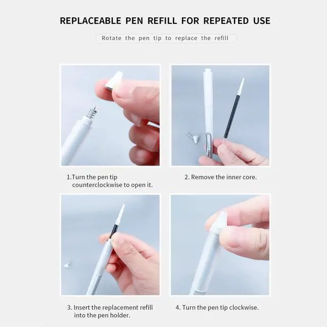 Alt view image 4 of 7 - 6pcs Gel Pen set, Black Ink Pens 0.18mm /0.28mm / 0.38mm Ultra Fine point Smooth Writing Pens with Silicone Grip, Retractable Cute Pens for Journaling NoteTaking sketching drawing stationery