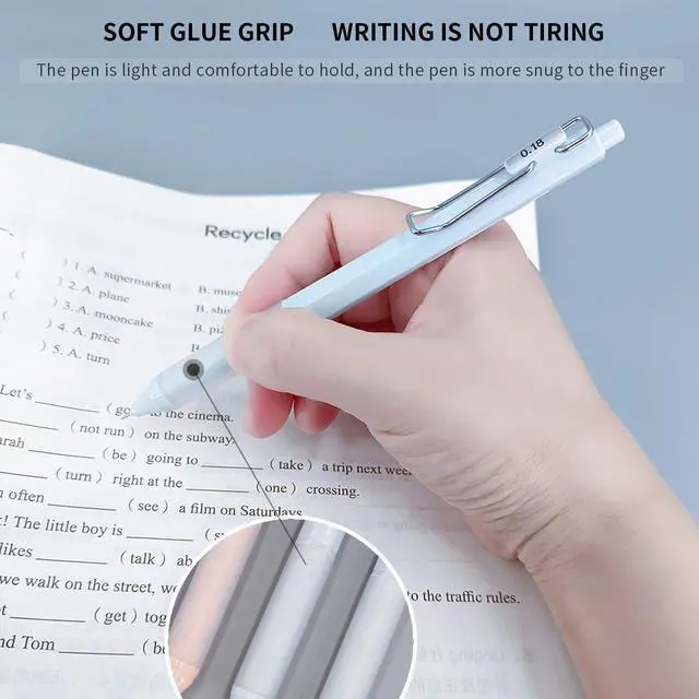 Alt view image 6 of 7 - 6pcs Gel Pen set, Black Ink Pens 0.18mm /0.28mm / 0.38mm Ultra Fine point Smooth Writing Pens with Silicone Grip, Retractable Cute Pens for Journaling NoteTaking sketching drawing stationery