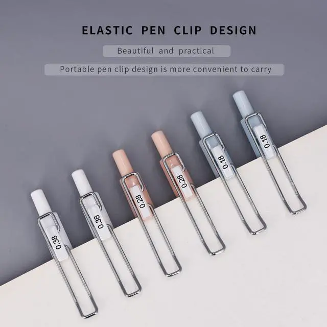 Alt view image 3 of 7 - 6pcs Gel Pen set, Black Ink Pens 0.18mm /0.28mm / 0.38mm Ultra Fine point Smooth Writing Pens with Silicone Grip, Retractable Cute Pens for Journaling NoteTaking sketching drawing stationery