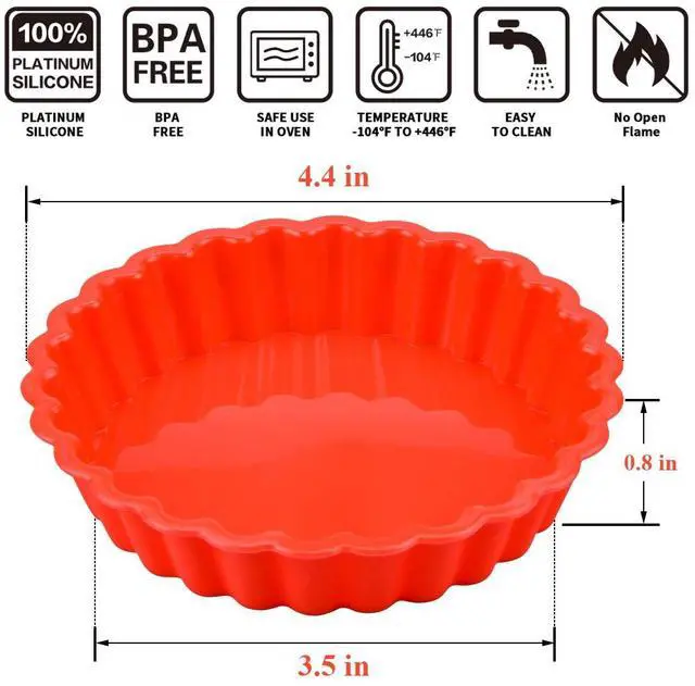 Alt view image 4 of 7 - Silicone Quiche Pan, Mini Pie Pan Non-stick Round Silicone Tart and Pie Molds 10 Packs
